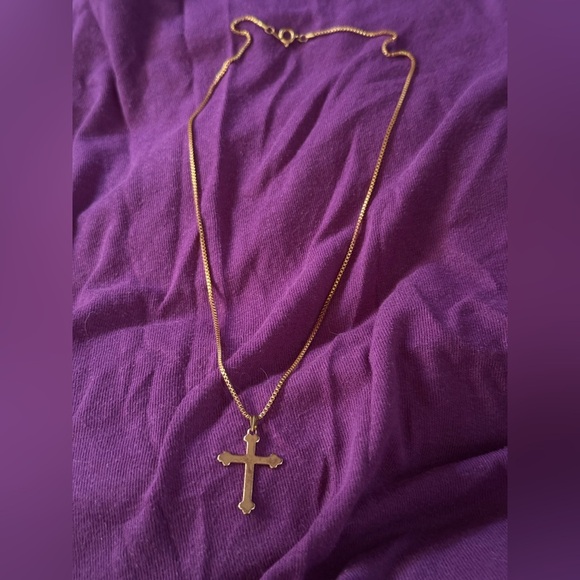 Gold Cross Pendant Necklace - Picture 6 of 7